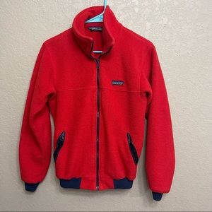 Vintage Patagonia red fleece bomber jacket retro made in USA